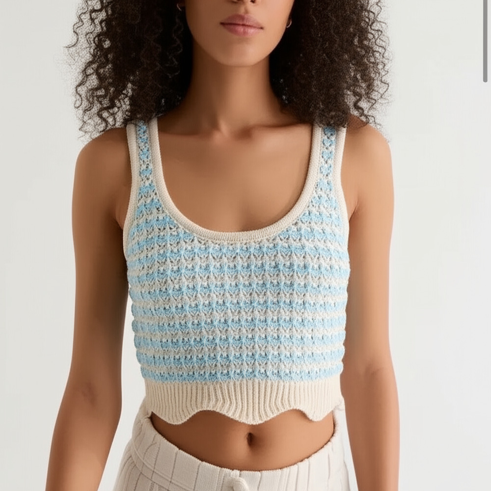 L.A. Hearts Blue & White Striped Knit Crop Top Women’s XS NWT